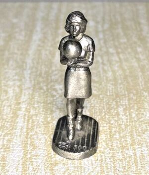 BRC Brunswick Pewter Woman Holding Bowling Ball Pewter Figurine 500 Series